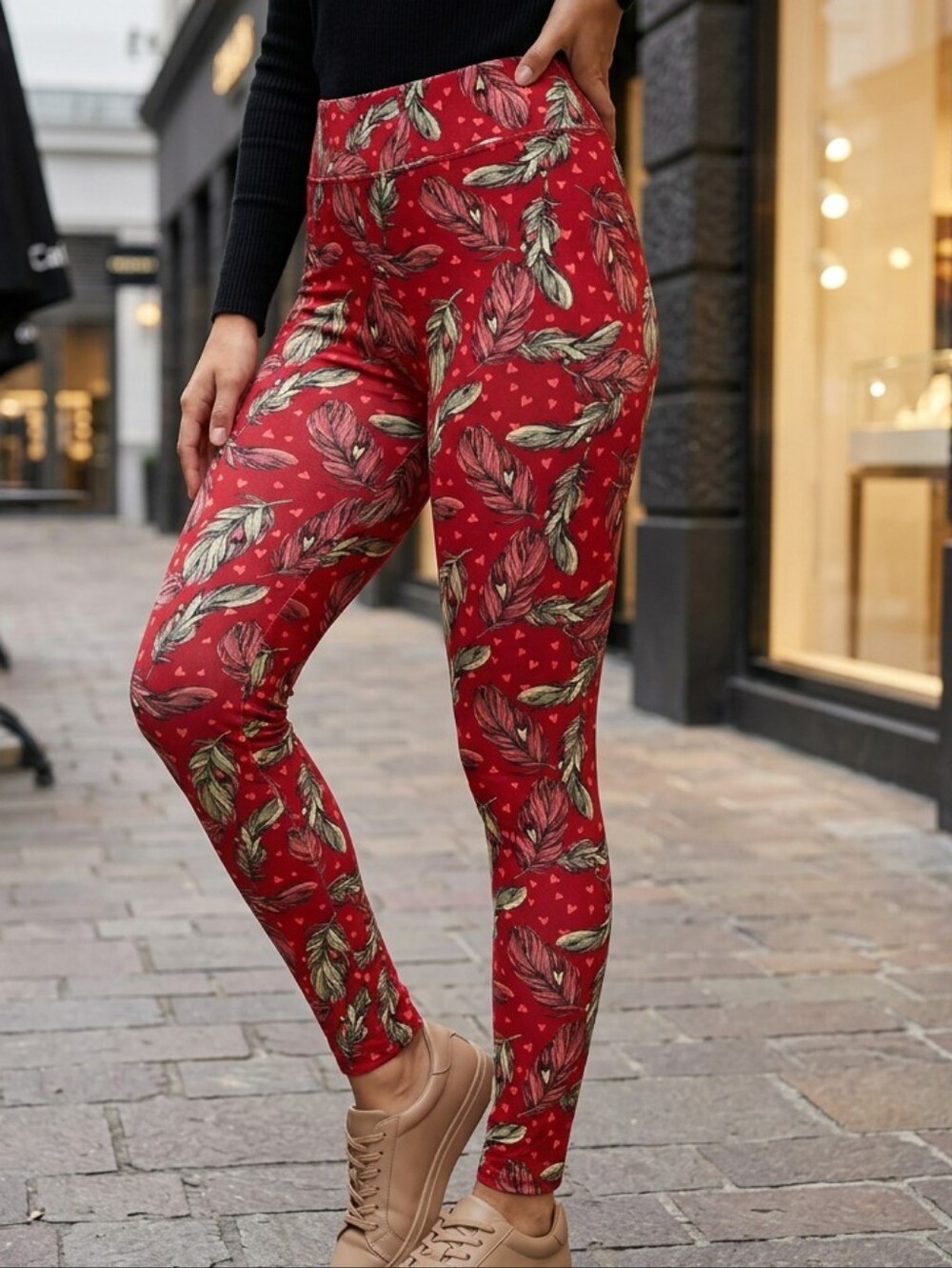 Boho Feather Buttery Soft Leggings Heart Print TC Plus Size 12-22 LuLaRoe Cozy